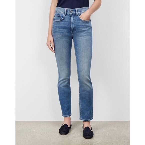 Lafayette 148 New York LI48 Denim Reeve Straight Jeans in Blue Size 8 - Picture 1 of 10